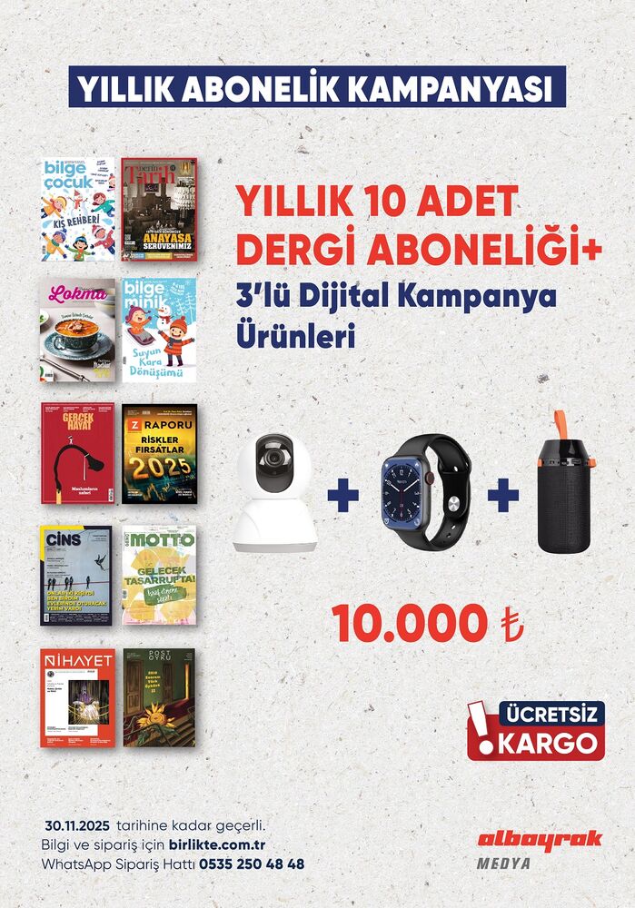 10 Adet Yıllık Dergi Aboneliği + 3 Adet Promosyon 