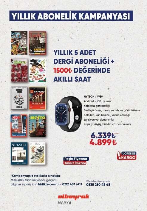 Ketebe Dergi - Akıllı Saat + Seçeceğiniz 5 Dergi Yıllık Aboneliği