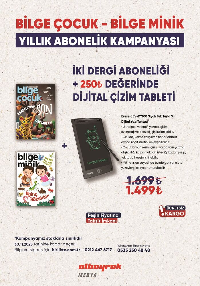 Dijital Çizim Tableti + 2 Adet Dergi Aboneliği