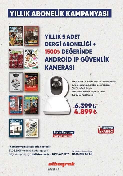 Ketebe Dergi - Ip Güvenlik Kamerası + Seçeceğiniz 5 Dergi Yıllık Aboneliği