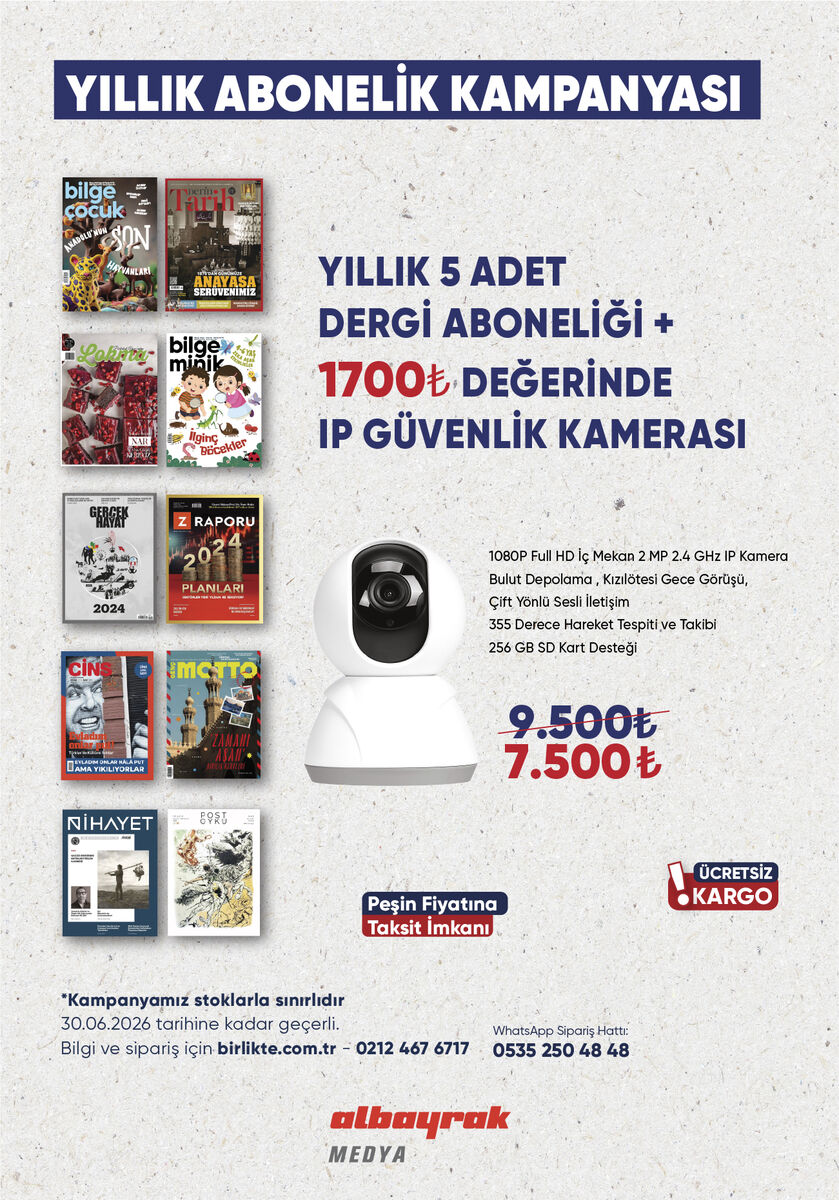 Ip Güvenlik Kamerası + Seçeceğiniz 5 Dergi Yıllık Aboneliği