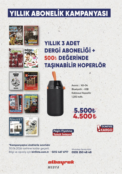 Ketebe Yayıncılık - Taşınabilir Hoparlör + Seçeceğiniz 3 Dergi Yıllık Aboneliği